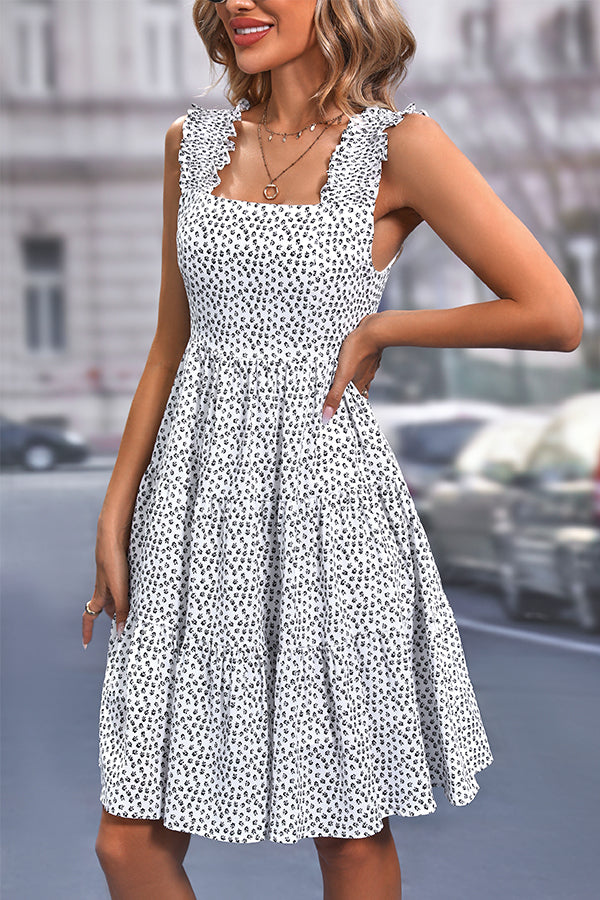 Fashionable, printed, sleeveless casual dress