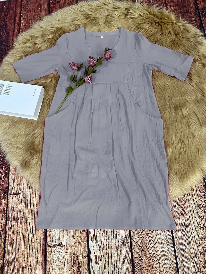 Simple casual dress with pockets and half sleeves