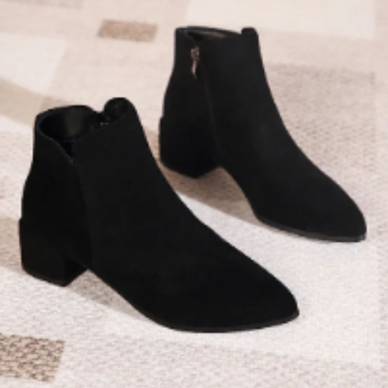 Ankle boot with low heel and side zipper for women - women's ankle boots