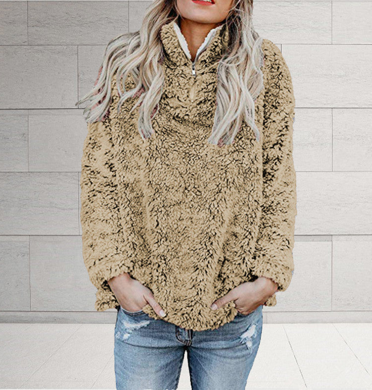 Modern high neck long sleeve zipper blouse