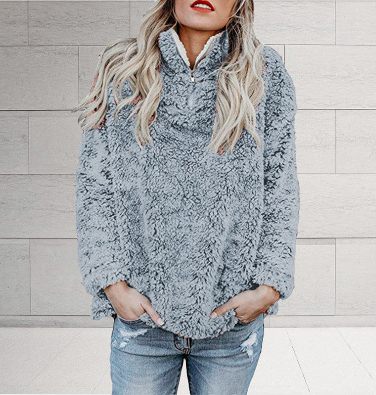 Modern high neck long sleeve zipper blouse