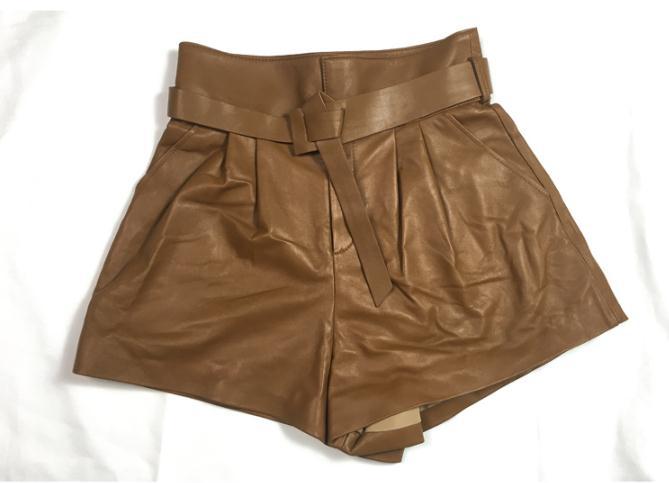 Trendy women's Harajuku genuine leather shorts