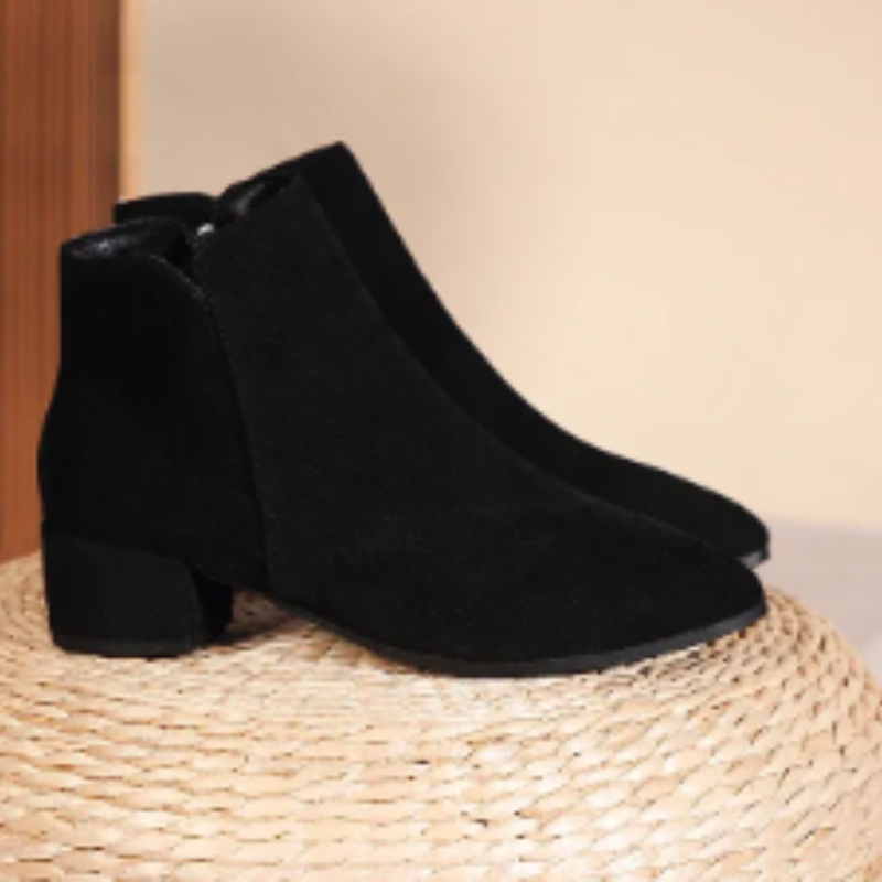 Ankle boot with low heel and side zipper for women - women's ankle boots