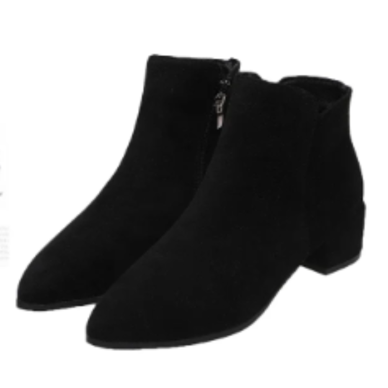 Ankle boot with low heel and side zipper for women - women's ankle boots