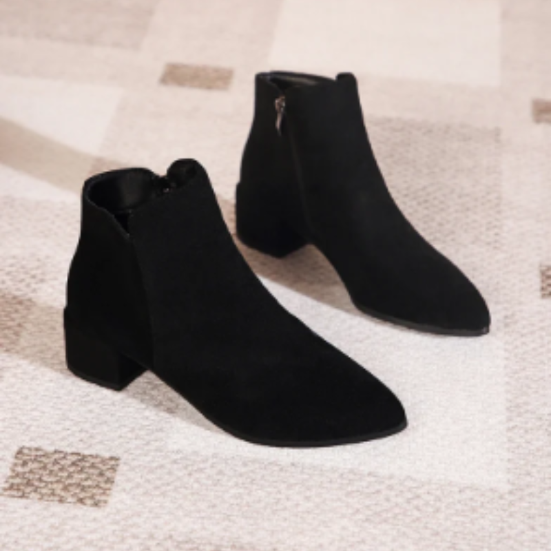 Ankle boot with low heel and side zipper for women - women's ankle boots