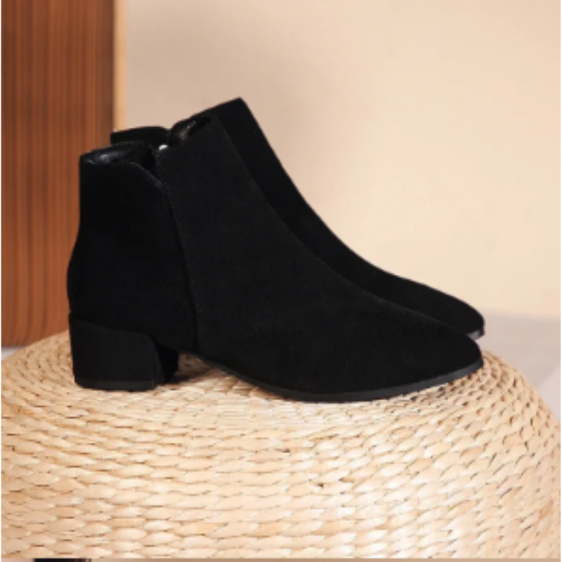 Ankle boot with low heel and side zipper for women - women's ankle boots