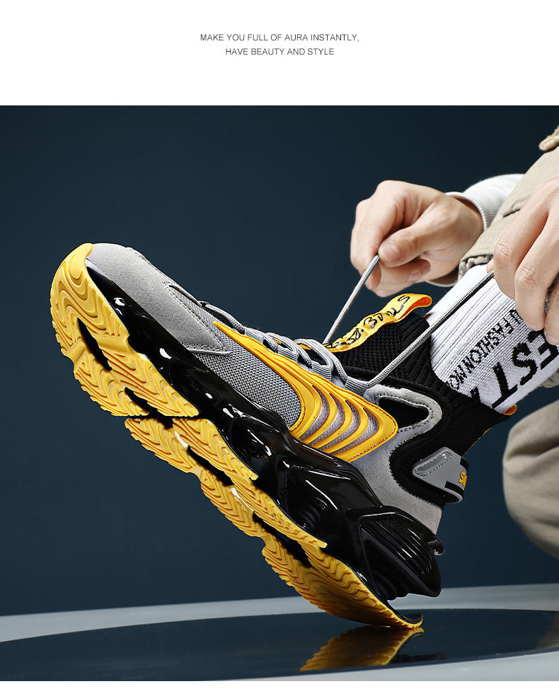 Breathable Fly Woven Mesh high-top shoes with thick sole