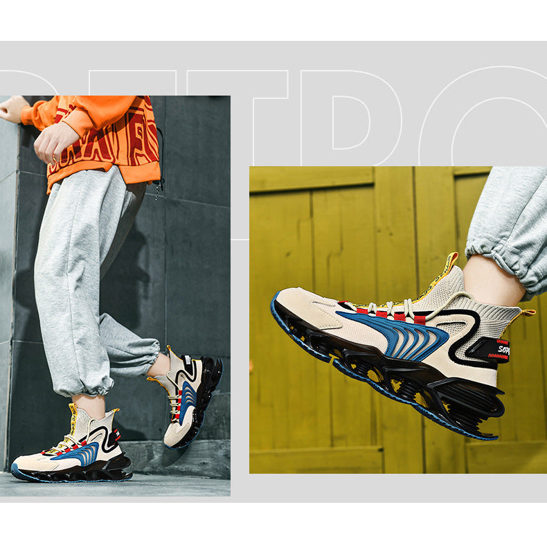 Breathable Fly Woven Mesh high-top shoes with thick sole