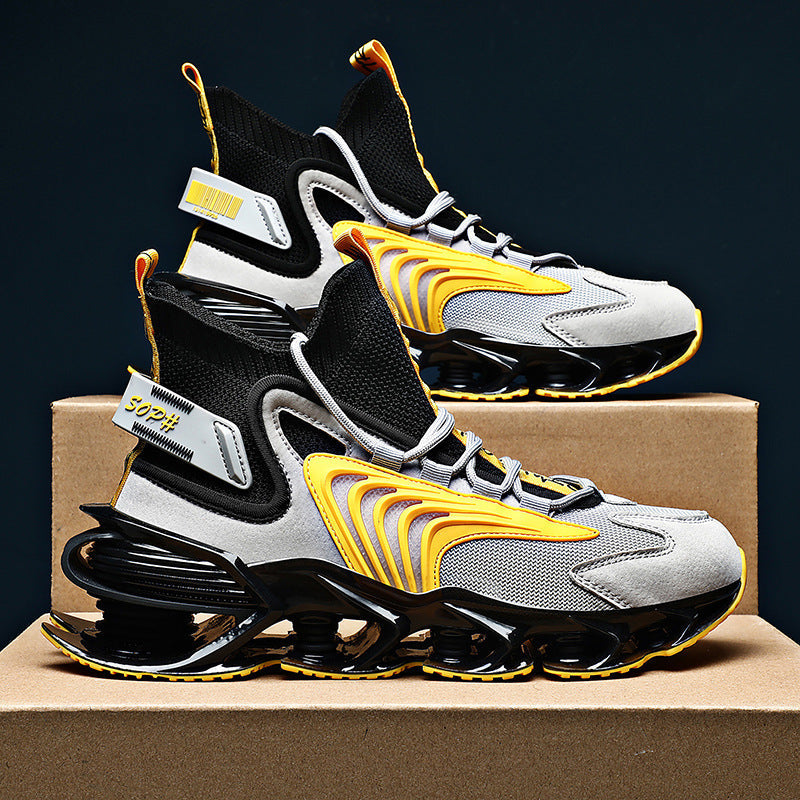Breathable Fly Woven Mesh high-top shoes with thick sole