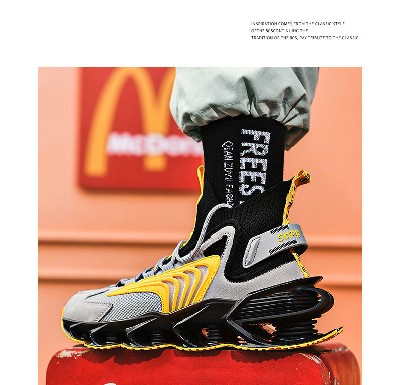 Breathable Fly Woven Mesh high-top shoes with thick sole