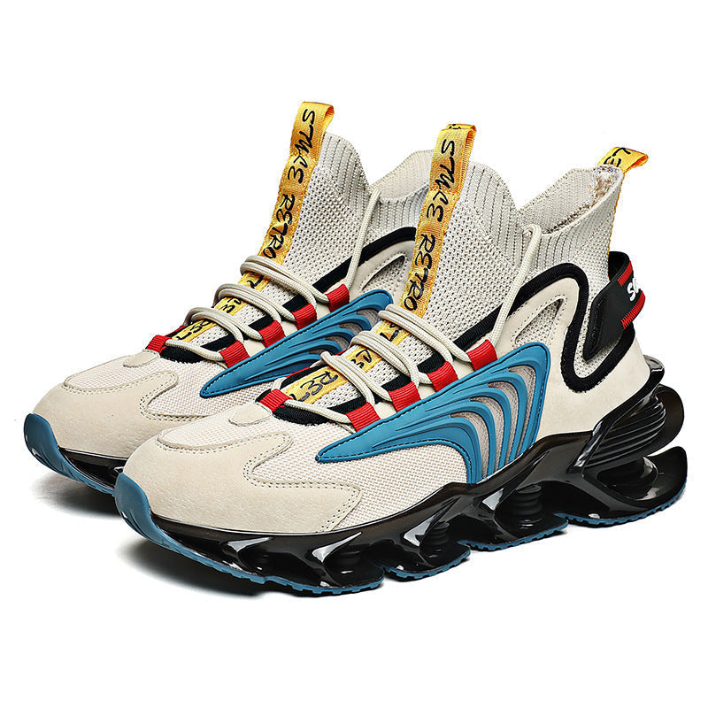Breathable Fly Woven Mesh high-top shoes with thick sole