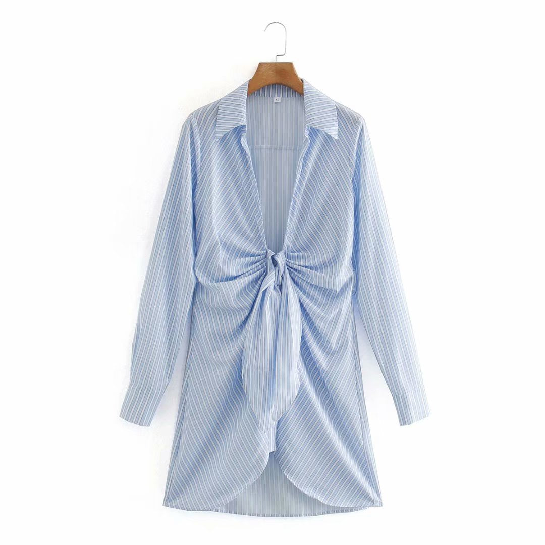Sophisticated style dress striped blouse dress