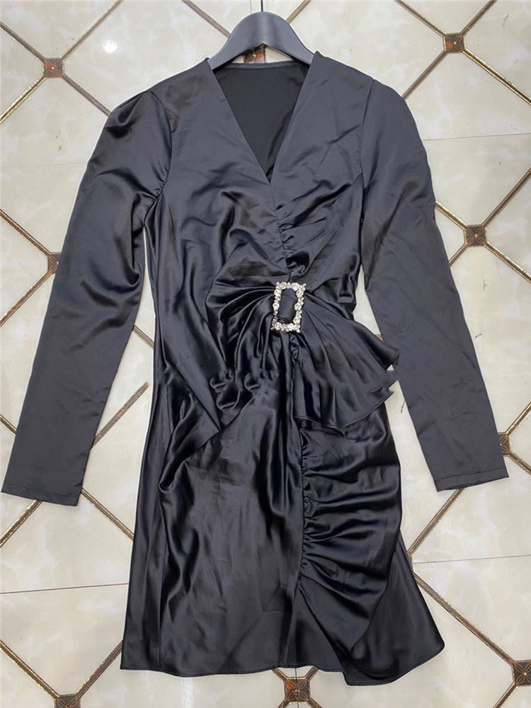 Deluxe temperament slim waist long sleeve