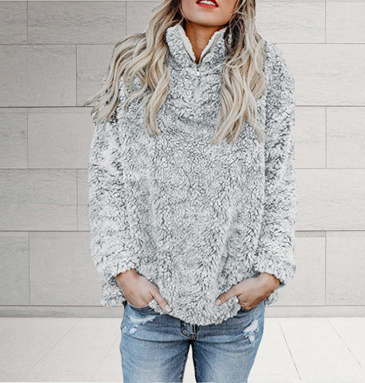 Modern high neck long sleeve zipper blouse