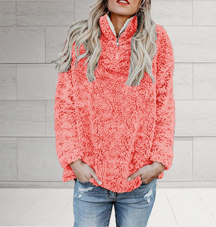Modern high neck long sleeve zipper blouse