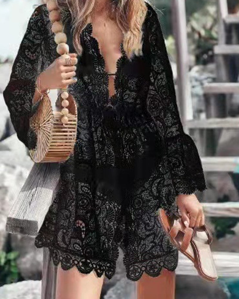 Lace dress with long sleeves
