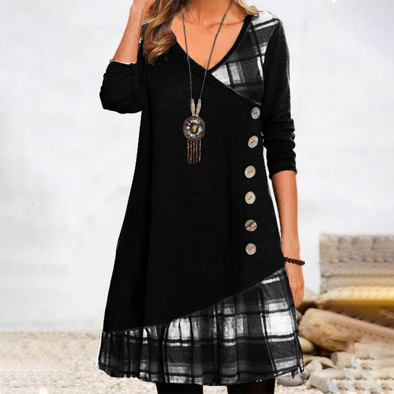 Long-sleeved plaid dress