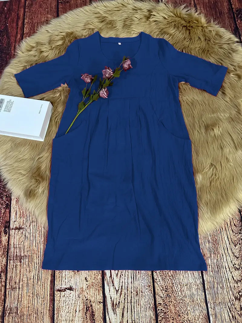 Simple casual dress with pockets and half sleeves