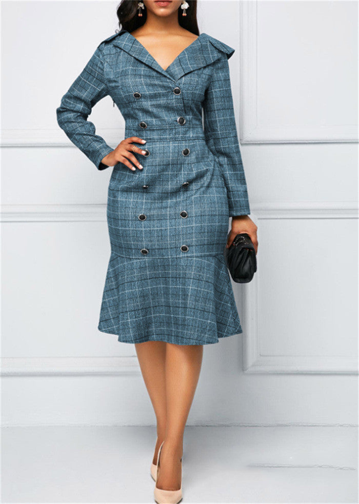 Majestic lapel fashion ladies dress