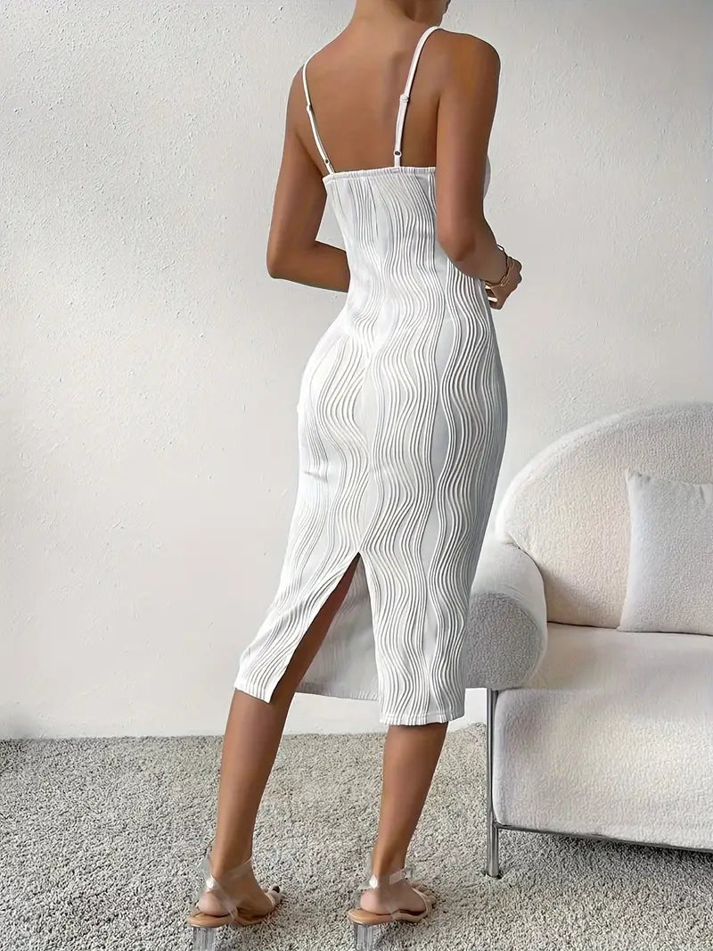 Structured cami dress with back slit