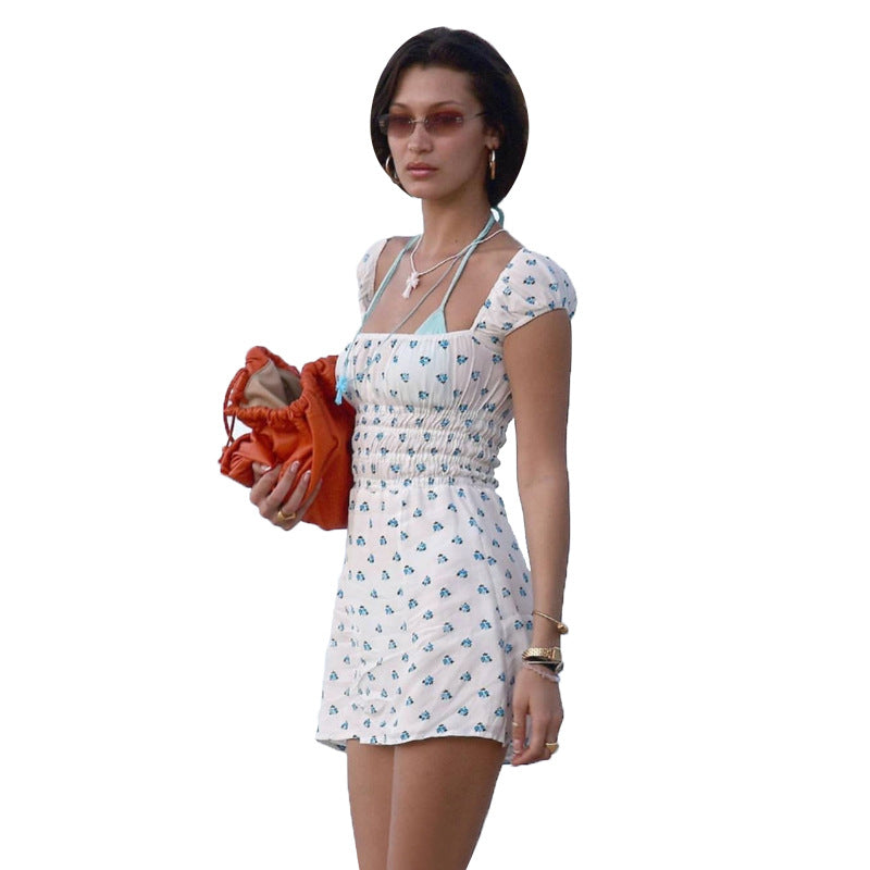 Fabulous white printed pleated dress