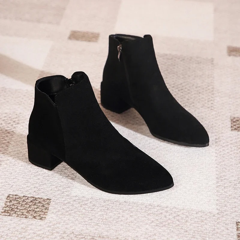 Ankle boot with low heel and side zipper for women - women's ankle boots