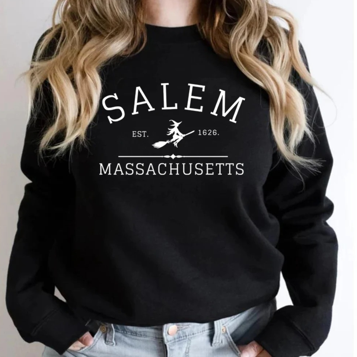 Casual Sweatshirt Met Salem Massachusetts Ontwerp - Dames Trui
