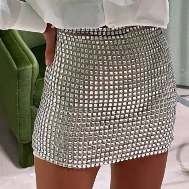 Slim fit mesh sequin pack hip fashion skirt