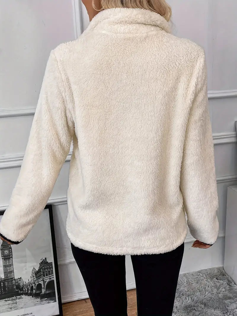 Comfortable teddy sweater with zipper for women