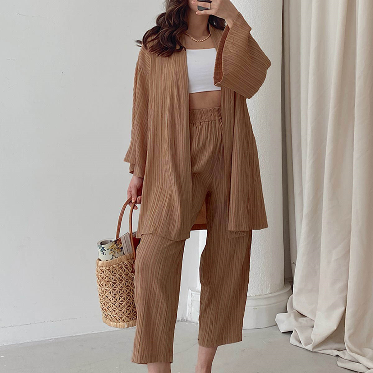 Stylish new fall camel casual suit