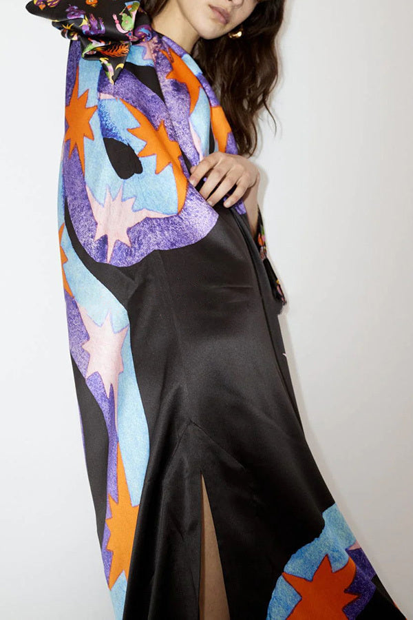 Artistic dress | Unique print, slit, relaxed maxi dress
