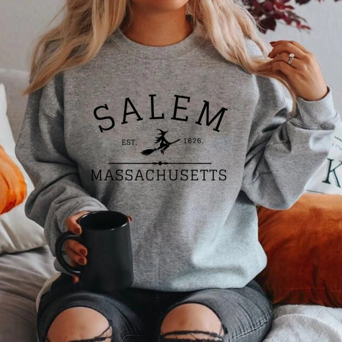 Casual Sweatshirt Met Salem Massachusetts Ontwerp - Dames Trui