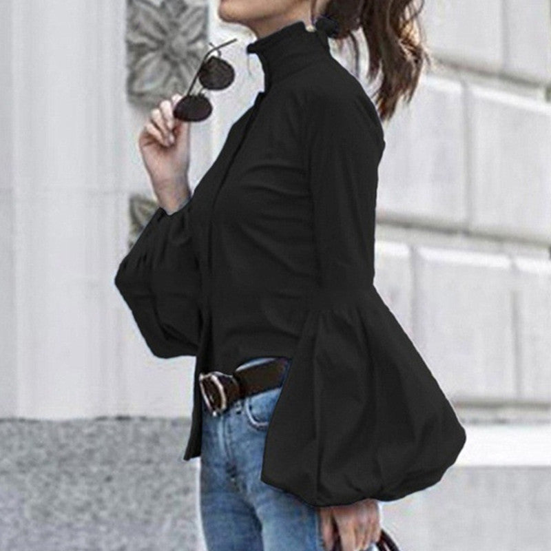 Autumn women's blouse lantern long sleeve shirt