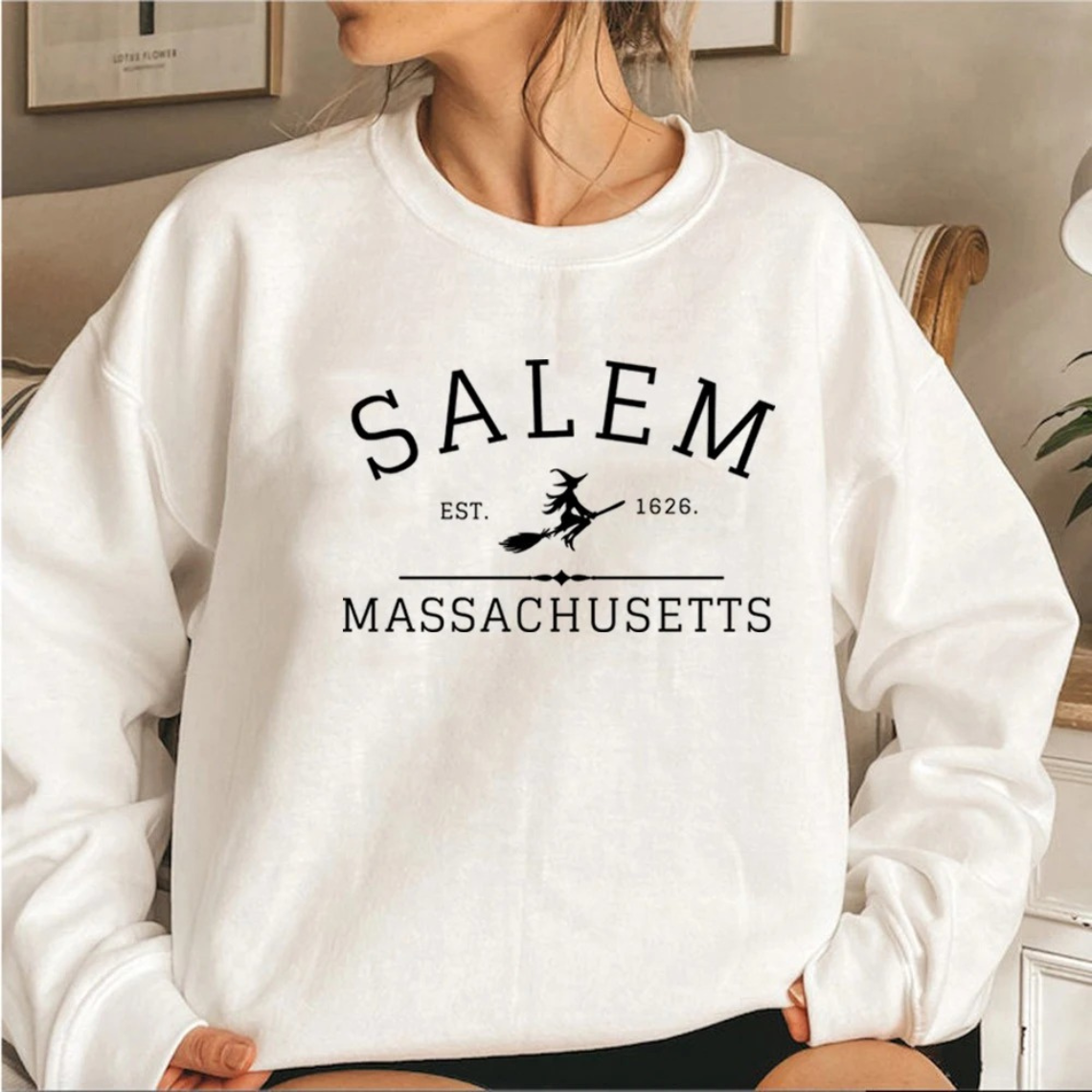 Casual Sweatshirt Met Salem Massachusetts Ontwerp - Dames Trui