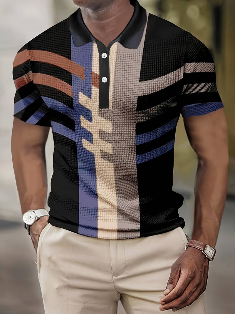 Casual shirt with 1/4 buttons in retro style