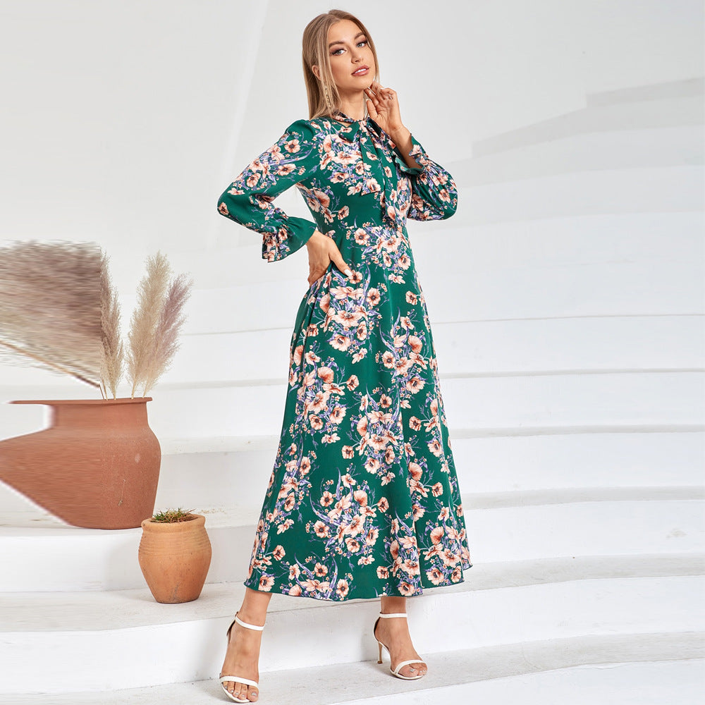 Ladies fashionable casual elegant dress with high waist