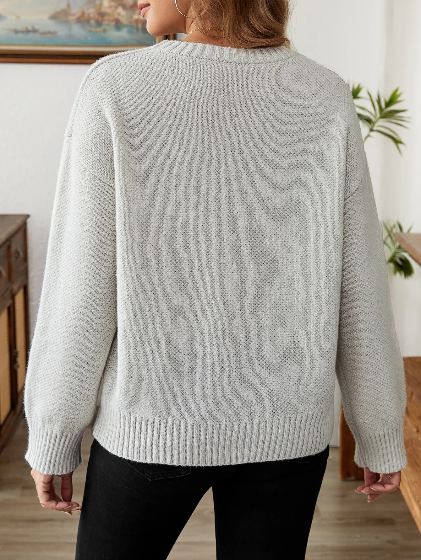 Soft knitted sweater with heart pattern