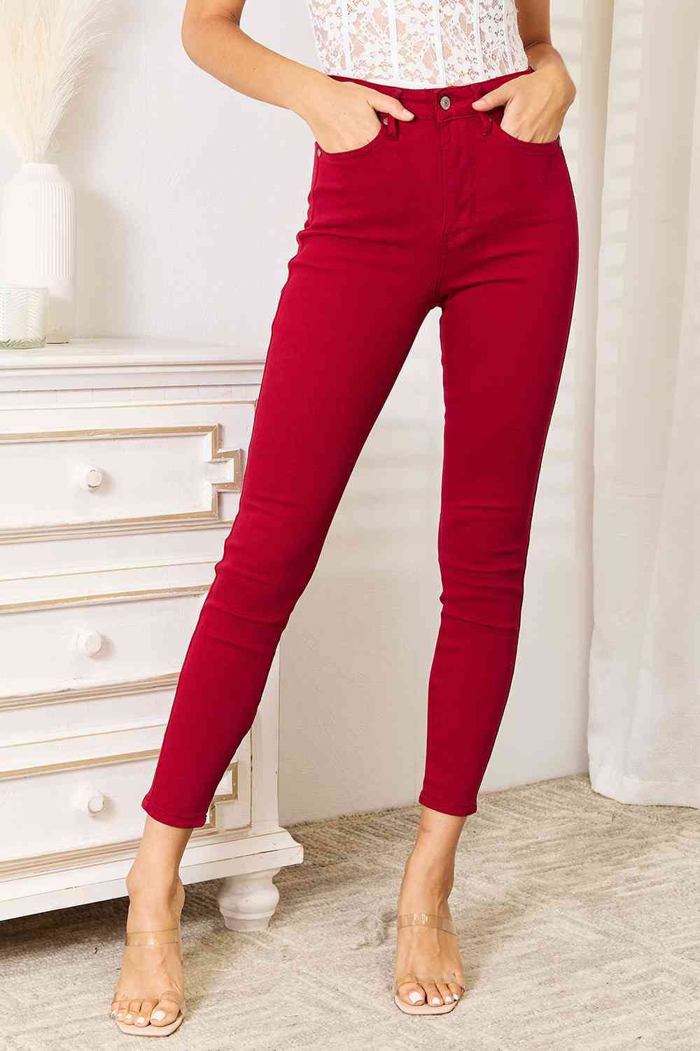 Skinny jeans with a high waist