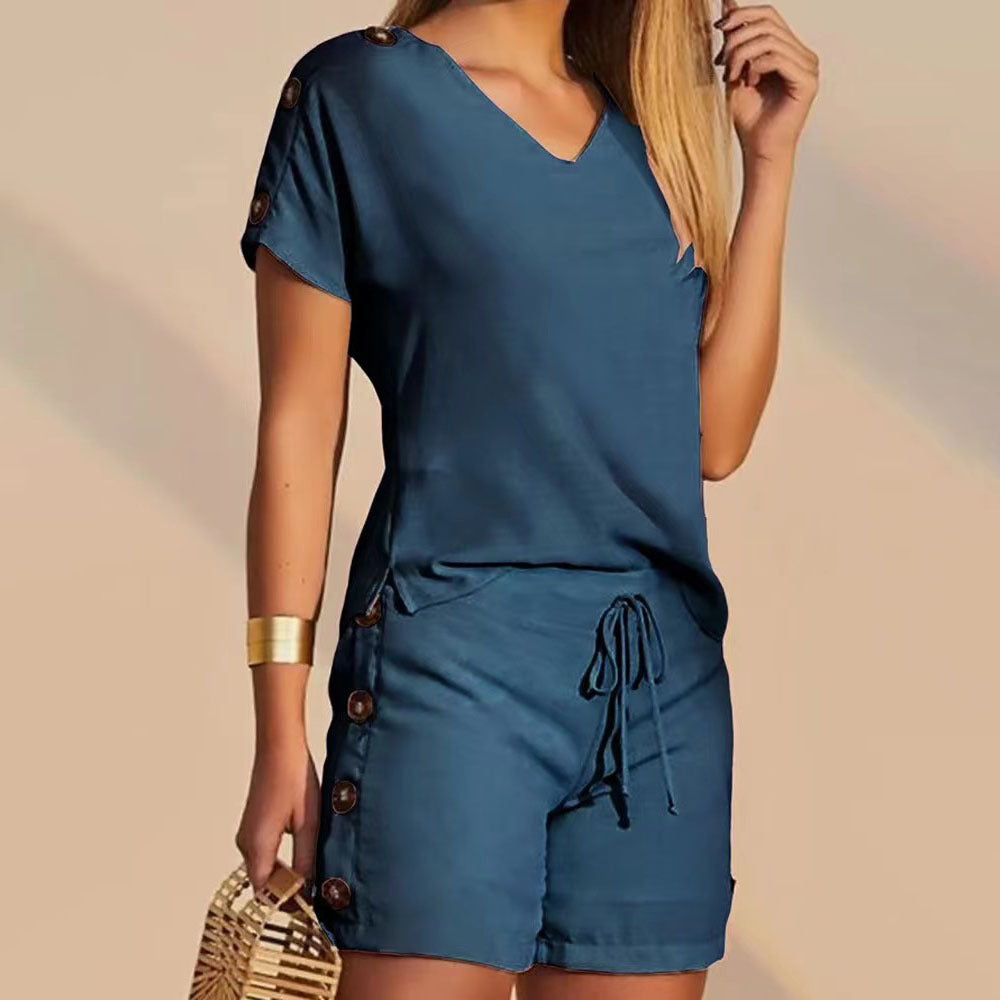 Comfortable designer shorts with decorative buttons