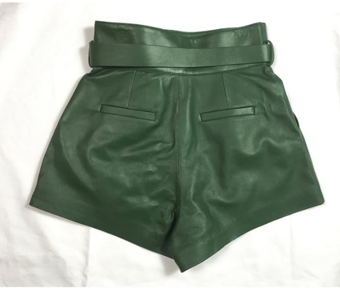 Trendy women's Harajuku genuine leather shorts