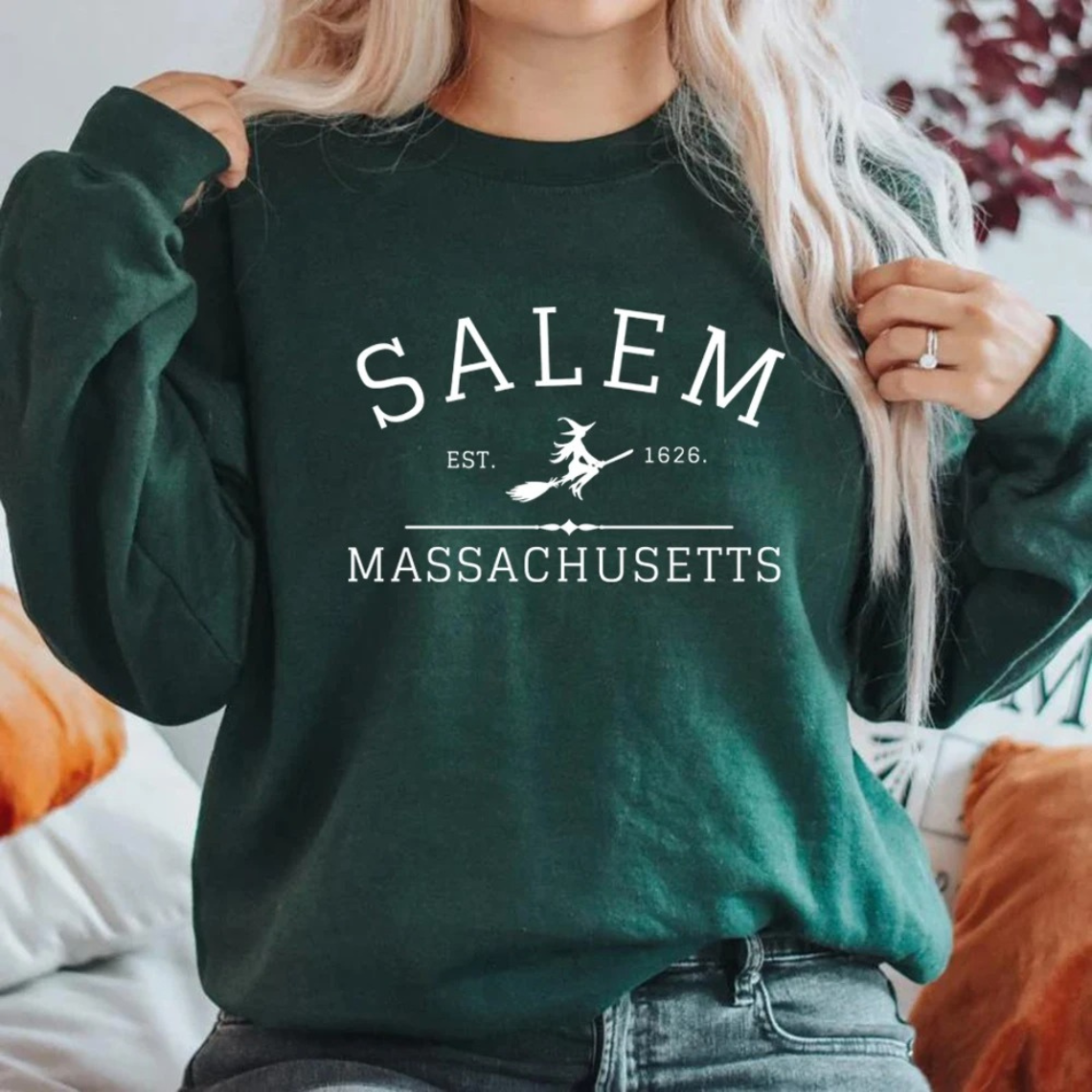 Casual Sweatshirt Met Salem Massachusetts Ontwerp - Dames Trui