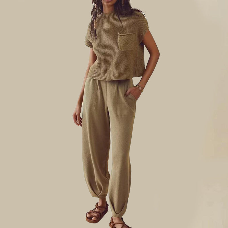 Luxury women's casual two-piece outfits with bags