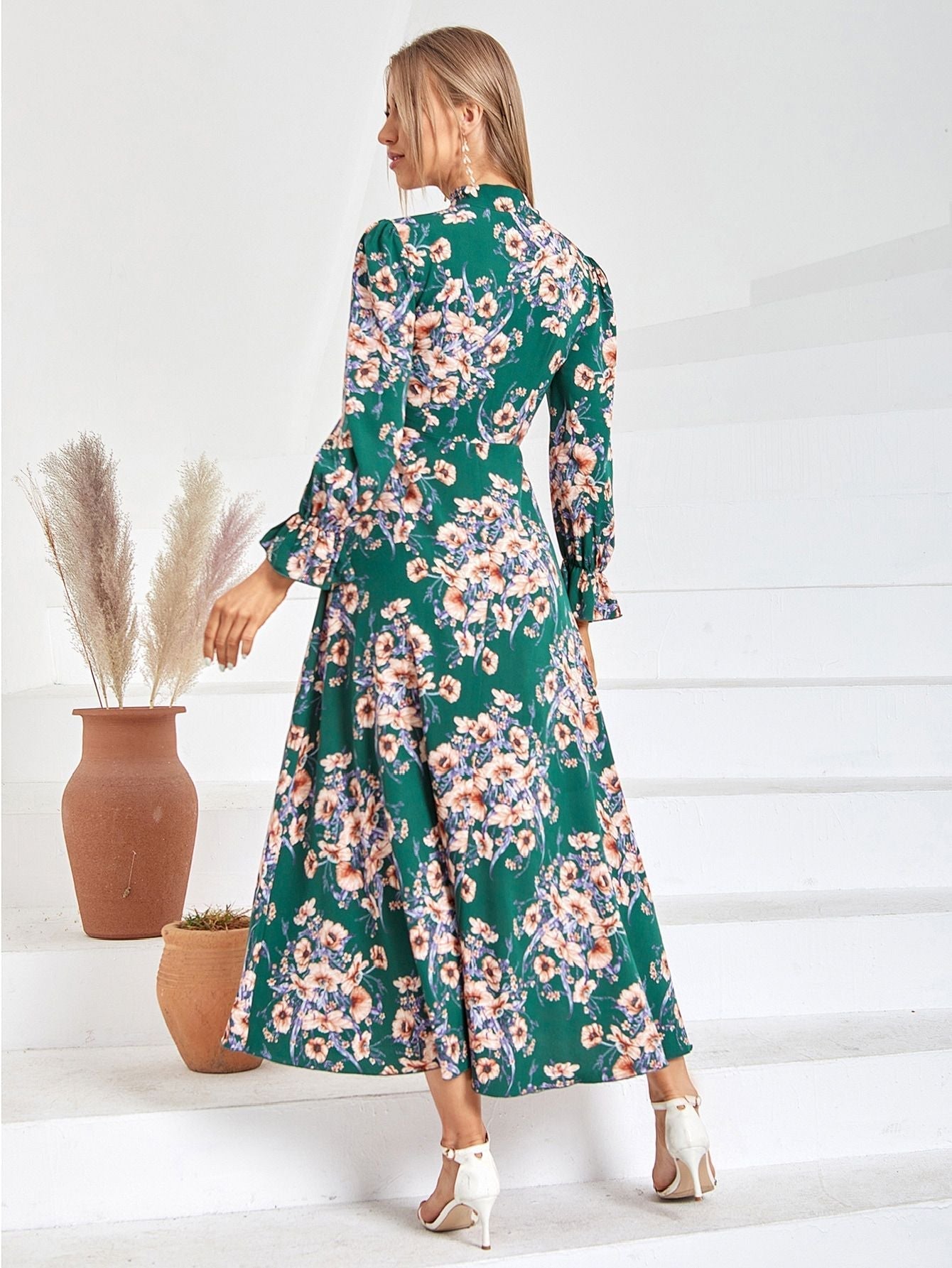Ladies fashionable casual elegant dress with high waist