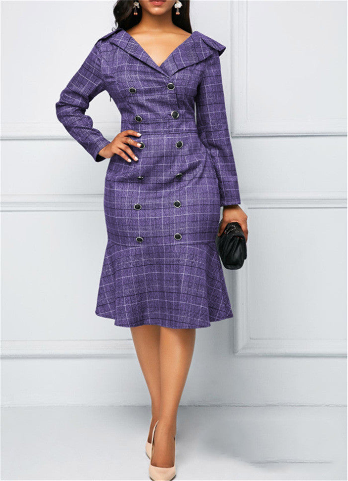 Majestic lapel fashion ladies dress