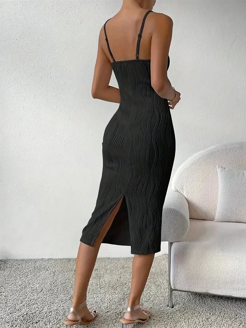 Structured cami dress with back slit
