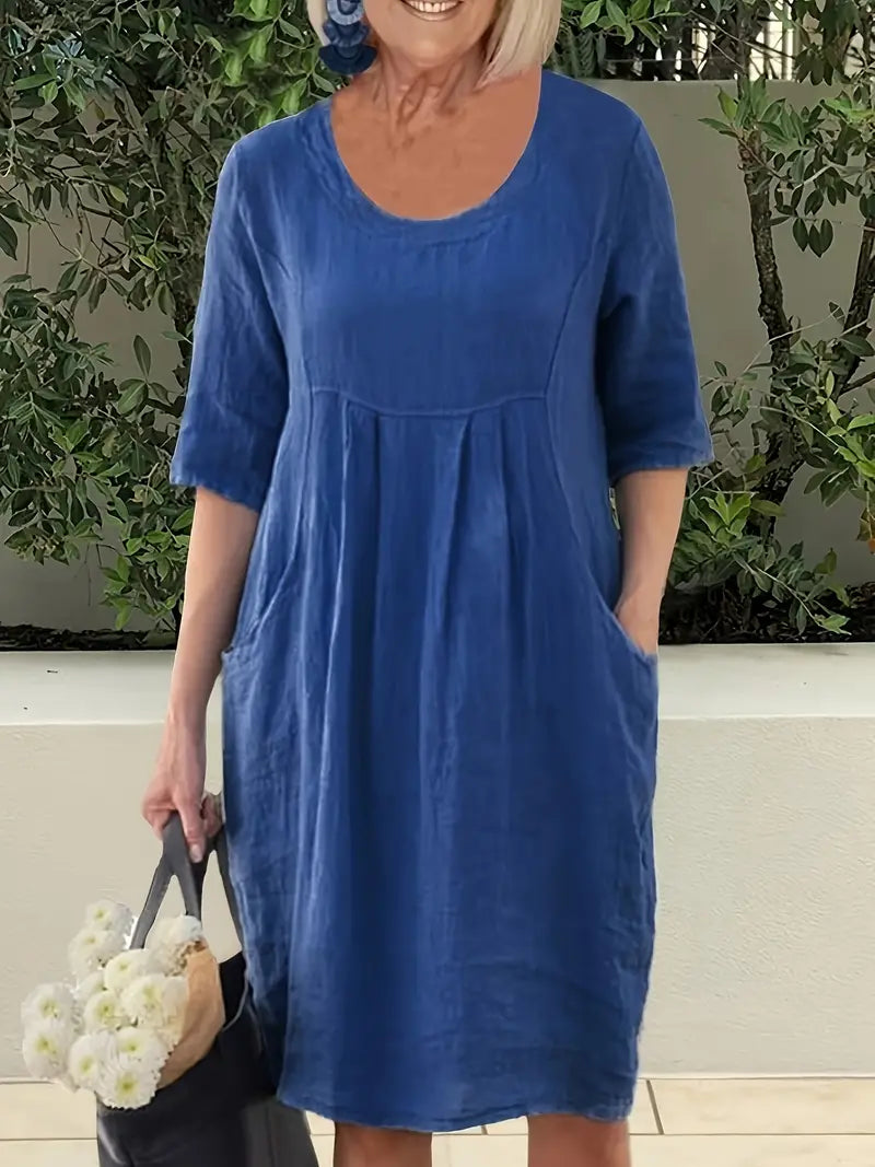 Simple casual dress with pockets and half sleeves