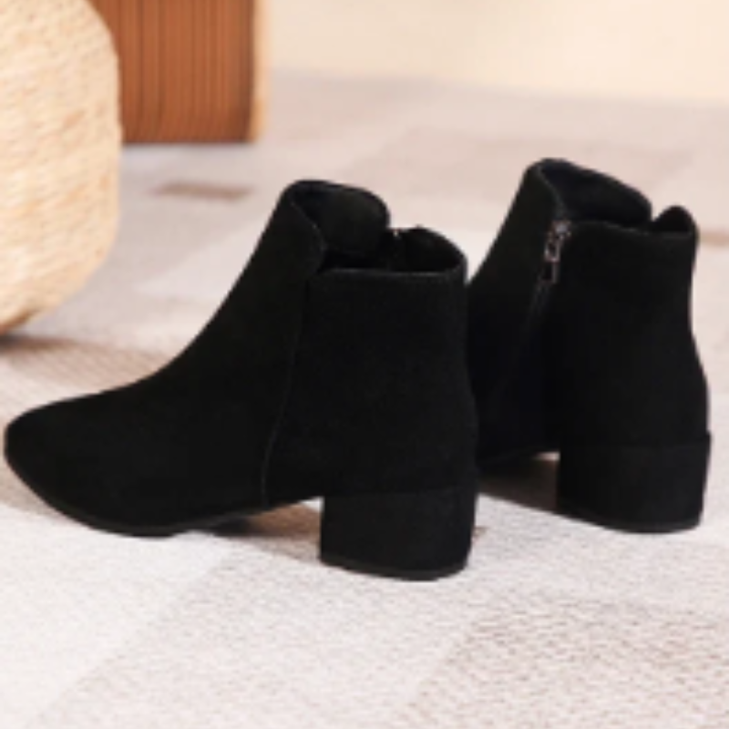Ankle boot with low heel and side zipper for women - women's ankle boots