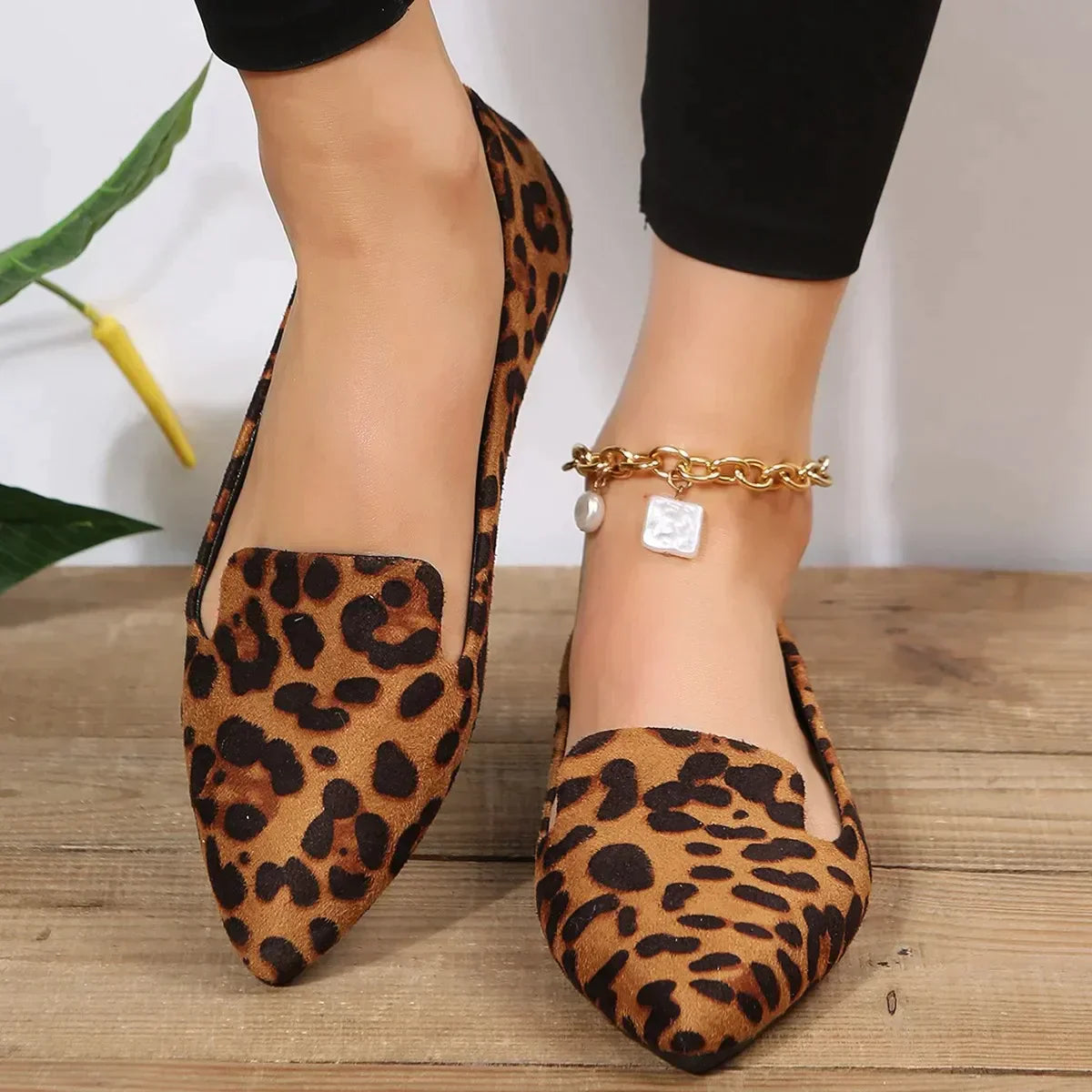 Leopard lace toe loafers