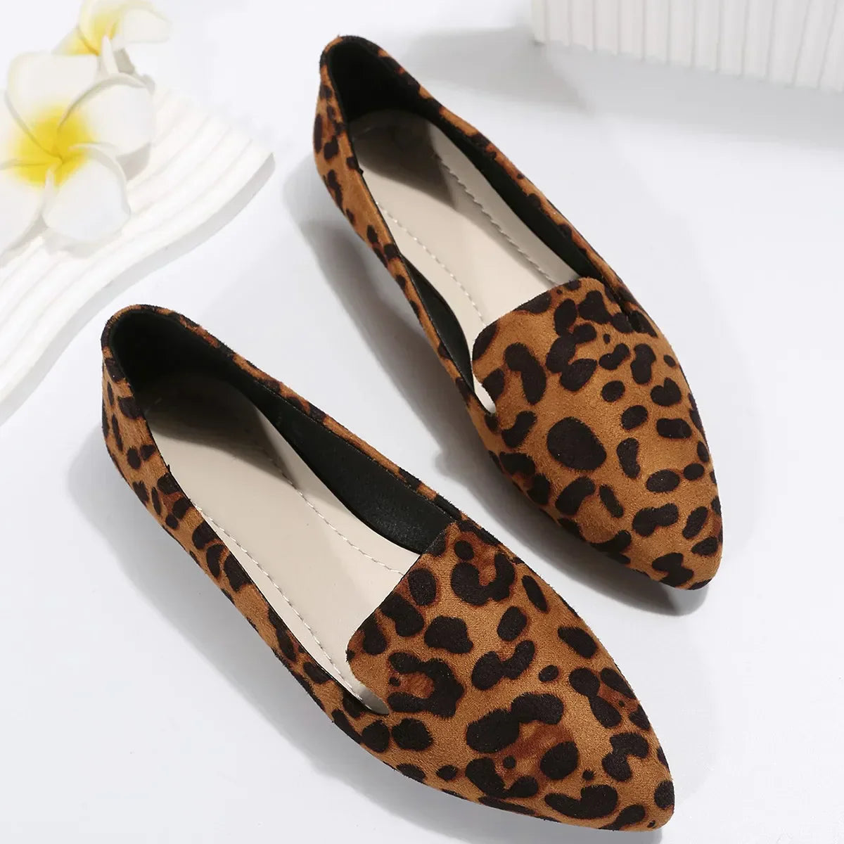 Leopard lace toe loafers