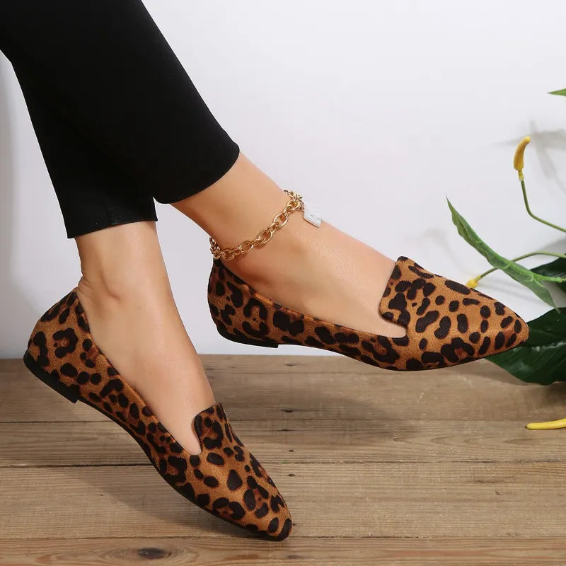 Leopard lace toe loafers